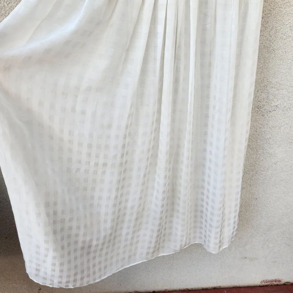 SANDRO Paris Women's Dress US Size 8 White Sheer Embroidered Floral Luxury - Picture 10 of 14